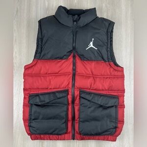 Nike Air Jordan Kids Youth Puffer Vest Blocked Down Size Large Black Red 12-13